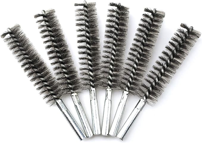 6pcs Pipe Cleaning Brush Set Stainless Steel Bristles, Stainless Steel Pipe Brush for Auto Parts,Bottles, Tubes, Etc.(9/10" 23mm)