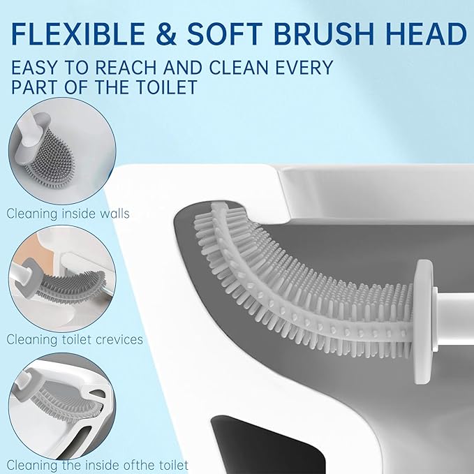 RV Toilet Bowl Brush by, Silicone Bristles, Wall-Mounted, Anti-Roll & Anti-Drip Design | Safe for RV Toilets, Travel Trailers, Campers | Durable & Easy to Clean | Made by RVers for RVers