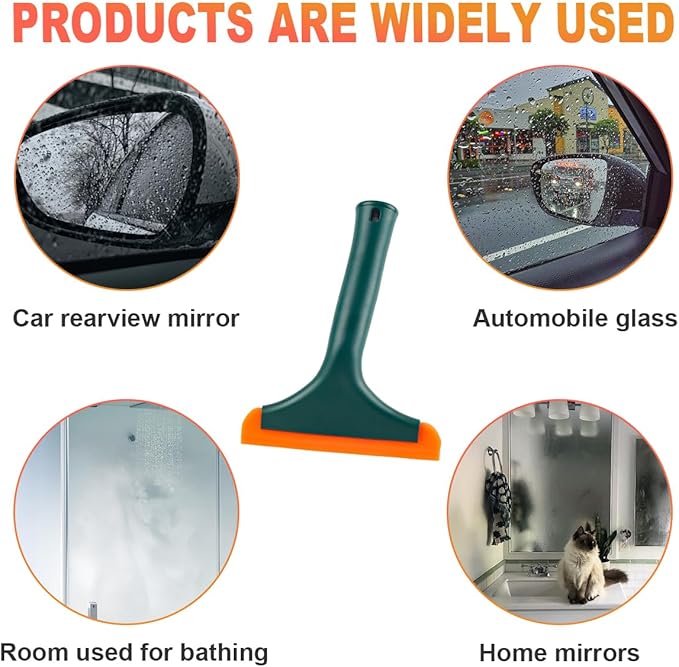 Small Silicone Window Squeegee, 5.9 Inch Car Windshield Water Blade Squeegee with Non-Slip Handle, All-Purpose Cleaning Squeegee for Car Windshield, Window, Mirror (Black Green)