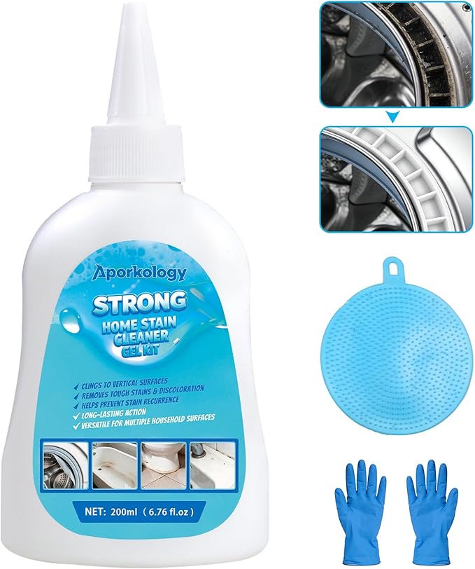 Home Stain Cleaner Gel, Heavy Duty Bathtub Stain Remover for Washing Machine, Toilet, Bathroom Grout, Bathtub, Kitchen Sinks, Tile, Door & Window Tracks (200ml)