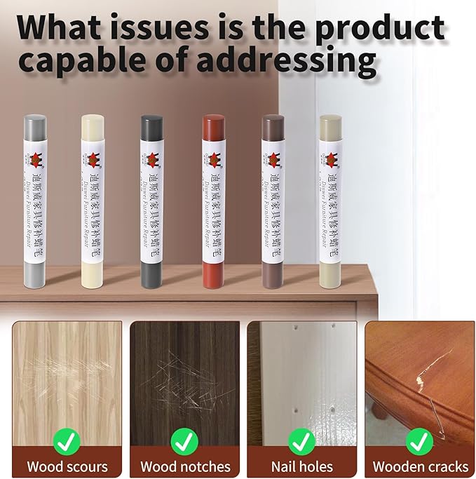 Wood Filler Sticks Ivory White Furniture Scratch Repair Crayons Wood Floor Repair Wax Filler Sticks Furniture Repair Wax Crayons for Wooden Furniture, Floors, Cabinets & Tables