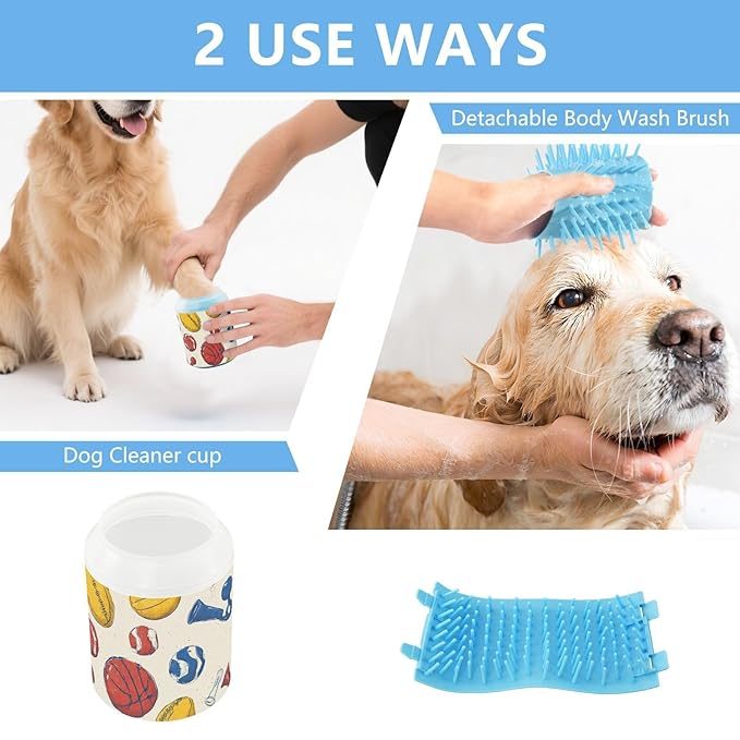 Dog Paw Cleaner Cups for Dogs Pet Foot Washer Paw Scrubber for Small Medium Large Dogs Cats Cleaning Cup Multicolor Sports Balls