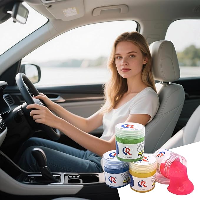 2-Pack Car Cleaning Gels Car Interior Cleaner Putty Slime Auto Detailing Tools Universal Dust Removal Cleaning Kit for Car Accessories Vents 3C Office Scented Green