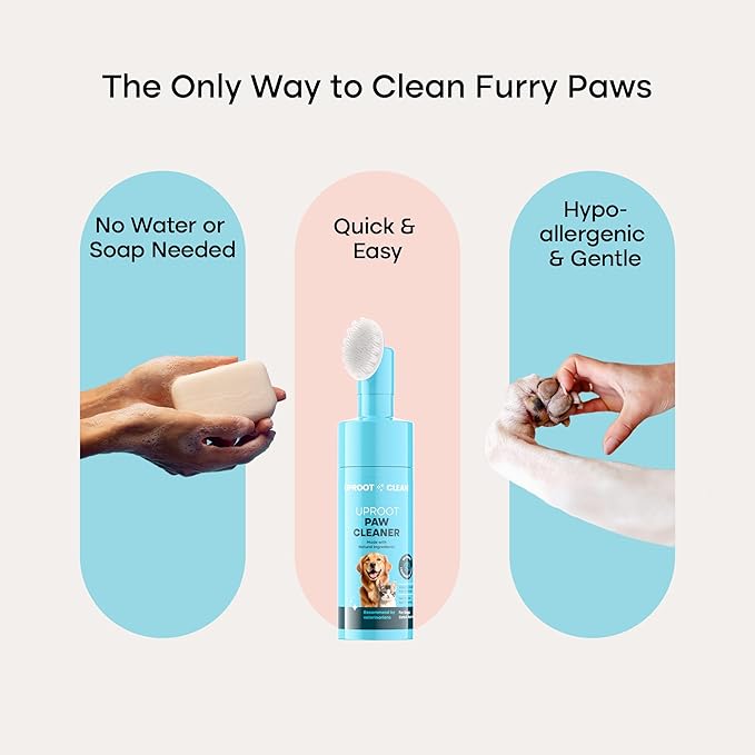 Uproot Clean Dog Paw Cleaner - No-Rinse Paw Cleaner for Dogs - Easy Dog Foot Washer with Bristle Brush - Fragrance-Free Foot Scrubber for Home and On-the-Go - Hypoallergenic & Safe All Dogs