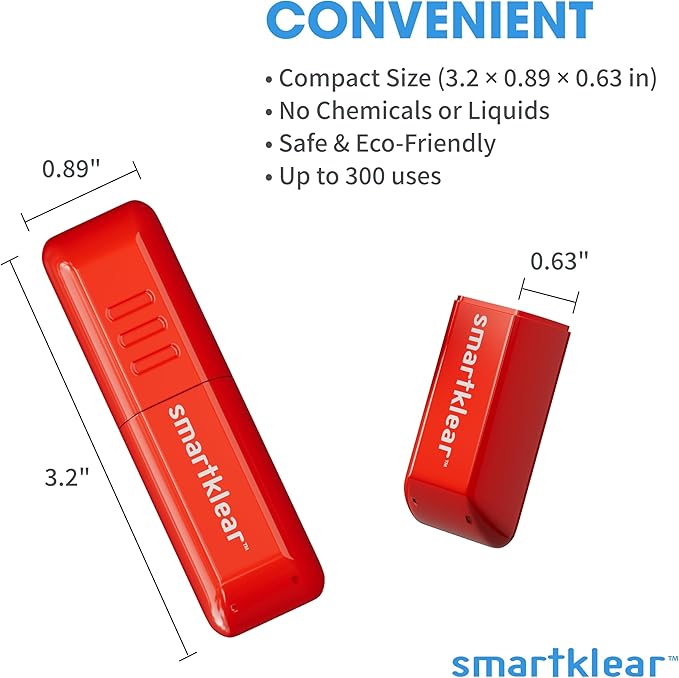 CarbonKlean SmartKlear Smart Phone Screen Cleaner - Compatible with iPhones, Androids, and More - Cleaner with Carbon Microfiber Tech-Injected Red-1 Count (Pack of 1)