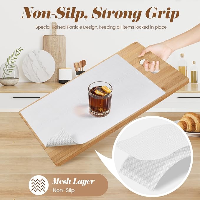 Drawer Shelf Liner for Kitchen Cabinets, Non Adhesive Slip Resistant Shelf Paper Easy to Clean, Strong Grip Thickened Waterproof Washable Mats for Pantry Shelves Cupboard Dresser(White, 24 in x 40 FT)