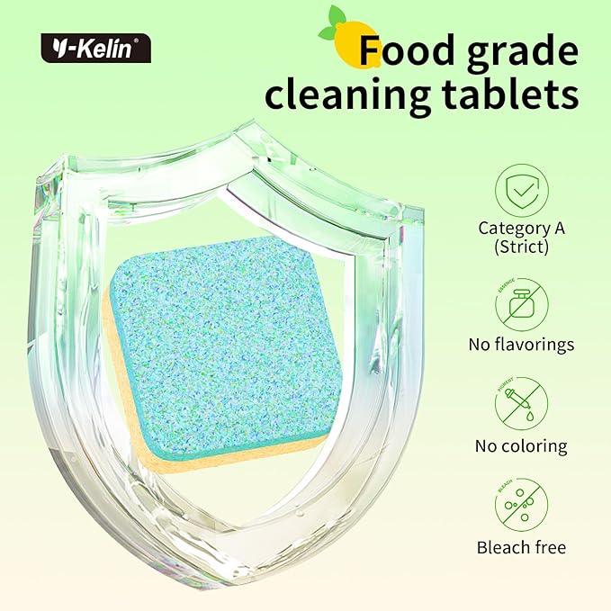 Dishwasher Cleaner and Deodorizer Tablets, 24 Pack - Helps Remove Limescale & Odor, Prevents Buildup in Pipes, Safe for All Dishwashers, Lemon Scent - 12 Month Supply