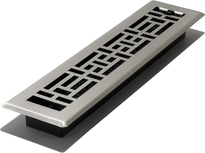 Decor Grates AJH214-NKL Oriental Floor Register, 2x14 Inches, Brushed Nickel