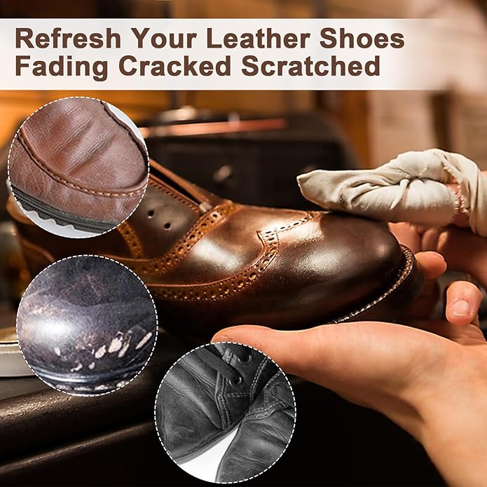15Pcs Shoe Care Kit with Men & Women, Shoe Polish Brush Black Brown Neutral Oil Gentle Care for Shoes, Leather Boots Care, Shoe Cleaning Kit for Shine