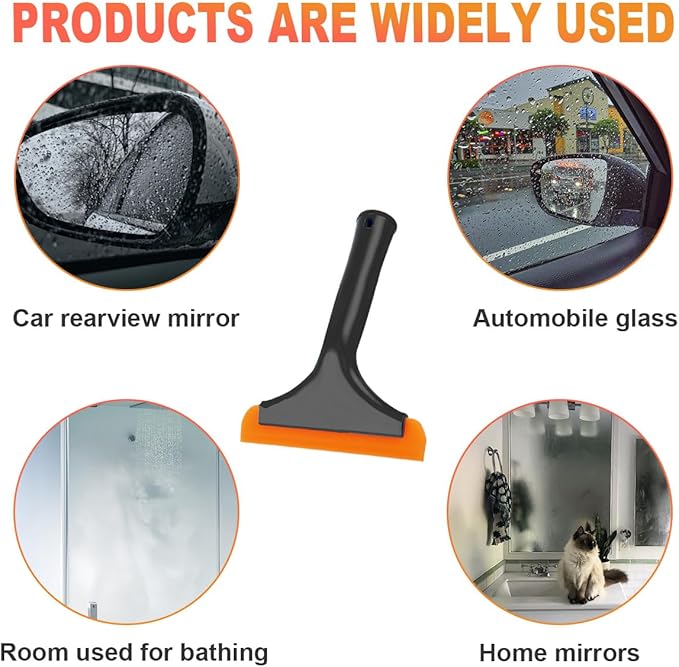 Small Silicone Window Squeegee, 5.9 Inch Car Windshield Water Blade Squeegee with Non-Slip Handle, All-Purpose Cleaning Squeegee for Car Windshield, Window, Mirror (Black)