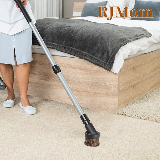 Soft Horse Hair Vacuum Brush Attachment For Shark Vacuum - Round Brush With Adapter - To Convert The 1 1/4" Tool To 1 1/2" Vacuum Hoses, Vacuum Attachment Brush Hair Length 35mm