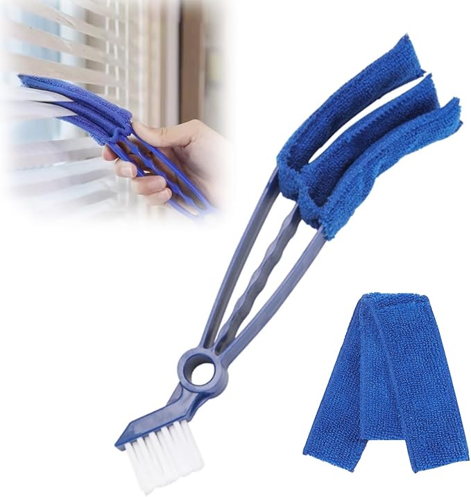 Removable Window Blind Cleaner, 2026 New Duster Brush with Microfiber Sleeves, Blind Cleaner Tools for Blinds Air Conditioner Keyboard Fan Dust (Blue, 1PCS)