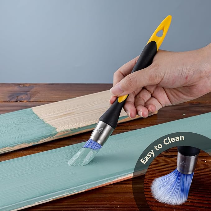 Trim Paint Brush, 0.7 Inch, 3 Pack, Small Round Paint Brushes for Walls, Touch Up, Trim Brushes for Painting, Ergonomic Handles, Trim Painting Tool for Edges, Corners & Detail Work