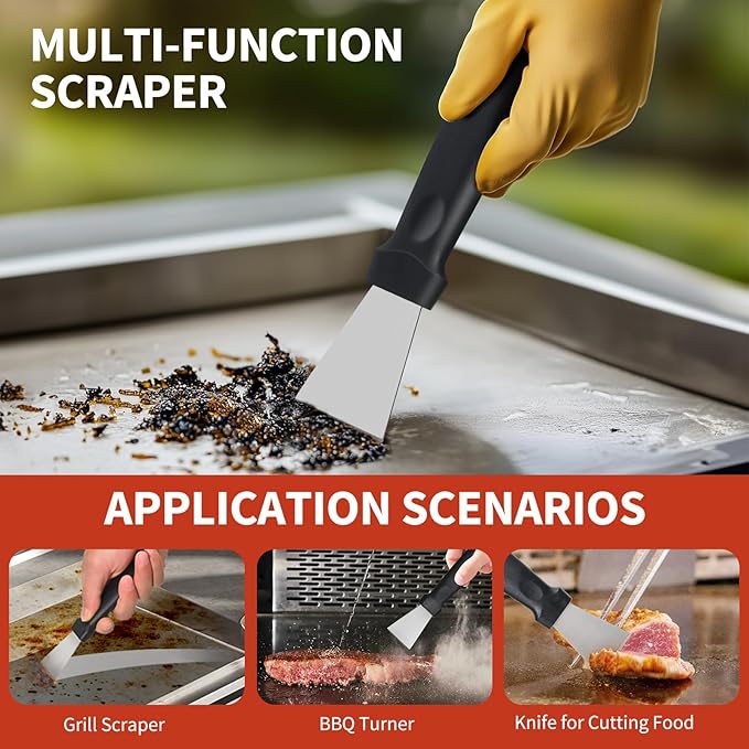 Griddle Cleaning Stone Brick, 3-Pack with Ergonomic Handle, Natural Pumice Block for Blackstone, Flat Top Griddles, Cast Iron, Ovens & BBQ Surfaces