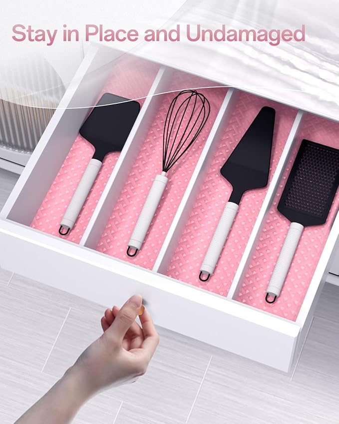 Shelf and Drawer Liner for Kitchen Cabinet, Non-Adhesive 18in x 240in Waterproof Contact Paper Refrigerator Liners Thickened Durable EVA Material Non Slip Mat for Dresser Cupboard Pantry Protector