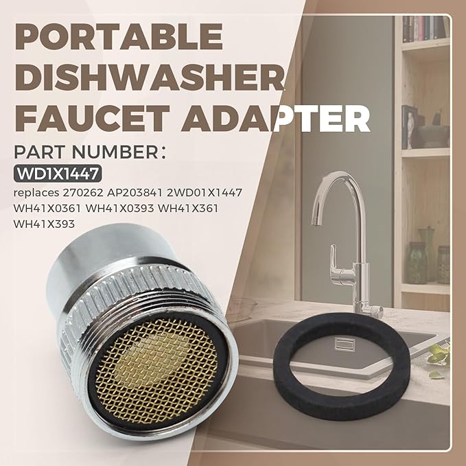 WD1X1447 Faucet Adaptor for GE Portable Dishwasher Faucet Adapter Coupling