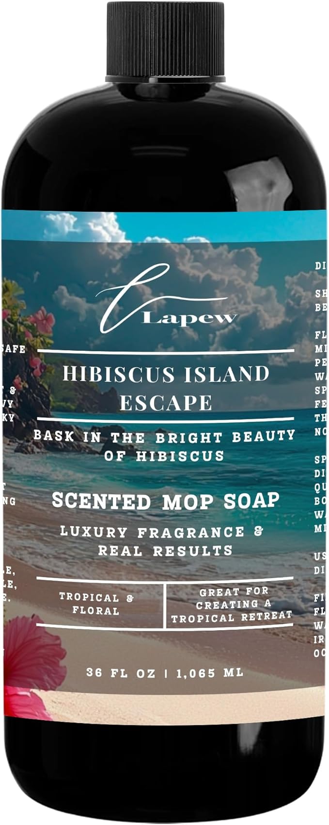 Luxury Floor Cleaner, Scented Mop Soap Concentrate | Hard Floor Cleaner for Tile, Vinyl, Laminate, LVP & Sealed Hardwood | Low-Foam, Streak-Free | 36 oz | Hibiscus Island Escape