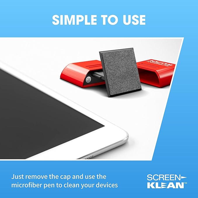 CarbonKlean ScreenKlean Tablet Screen Cleaner - Compatible with iPad, Android & Amazon Tablet - with Carbon Microfiber Tech-Injected Red-1 Count (Pack of 1)