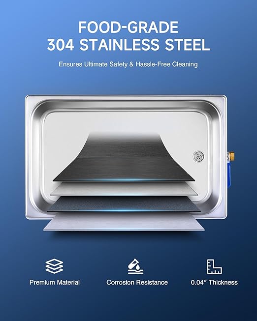 CREWORKS 22L Digital Ultrasonic Cleaning Machine with Heater and Timer, 480W Stainless Steel Ultrasonic Cleaner Machine, 5.8 gal Ultrasonic Parts Cleaner for Retainer Glasses Auto Tool Machine Part