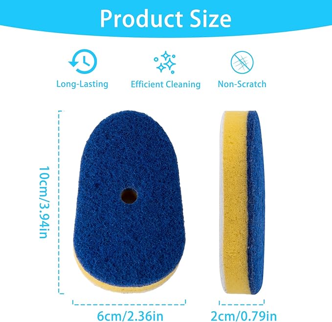 8 Packs Dish Wand Replacement Sponge Scouring Pad Heads Refills Compatible with Scrub Daddy, Scrub Sponge for Detachable Dish Scrubber Brush with Cut Out for Soap Dispensing, for Kitchen Cleaning