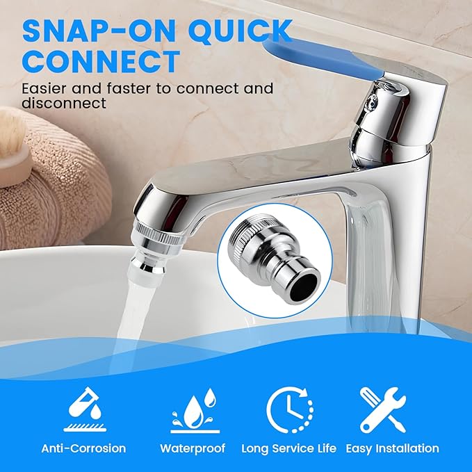 SDTC Tech Dishwasher Faucet Adapter, 2 Pack Portable Dishwasher Snap Adapter Connection Accessories 15/16-27 Male or 55/64-27 Famale, for Kitchen/Bathroom Faucet, Chrome
