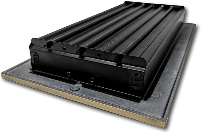 Madelyn Carter 6 x 12 Cast Aluminum Linear Vent Cover with Damper - Antique Brass (Overall: 7.25 x 13.5) | Floor Register - Wall Register
