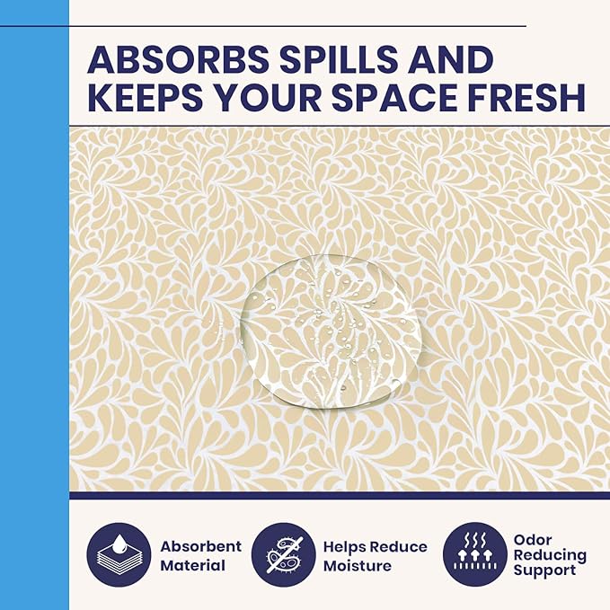 Self Adhesive Shelf Liner (2-Pack, 19.5in x 6ft) — Absorbent Felt Cabinet Liner for Shelves & Kitchen Drawers, Soft Glide Surface with Adjustable, Residue-Free Adhesive (Sandstone Petals)