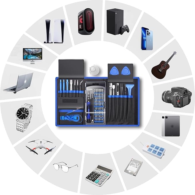 80 IN 1 Professional Computer Repair Tool Kit, Precision Screwdriver Set with 56 Bits, Magnetic Screwdriver Set for Laptop, PC, MacBook, Tablet, iPhone, PS4, Electronics, Gamer Tech Gifts for Men