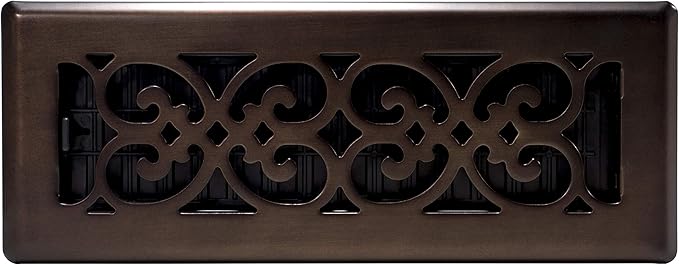 Decor Grates Metal Scroll Decorative Air Vent Cover 3x10 Floor Register – Adjustable Control Lever – AC Floor Vent Covers for Home Floor Vents – Fits 3 x 10 Inch Opening – Rubbed Bronze (SPH310-RB)