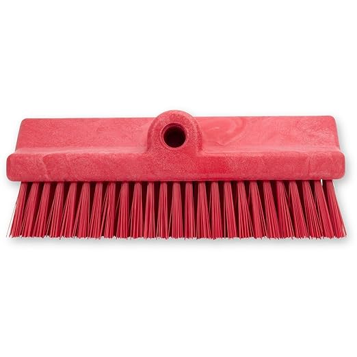 SPARTA 40423EC05 Plastic Floor Scrub Brush, Wall Brush, Equipment Brush With Nonabsorbent Bristles For Industrial Kitchens, Hospitals, Commercial Cleaning, 10 Inches, Red, (Pack of 2)