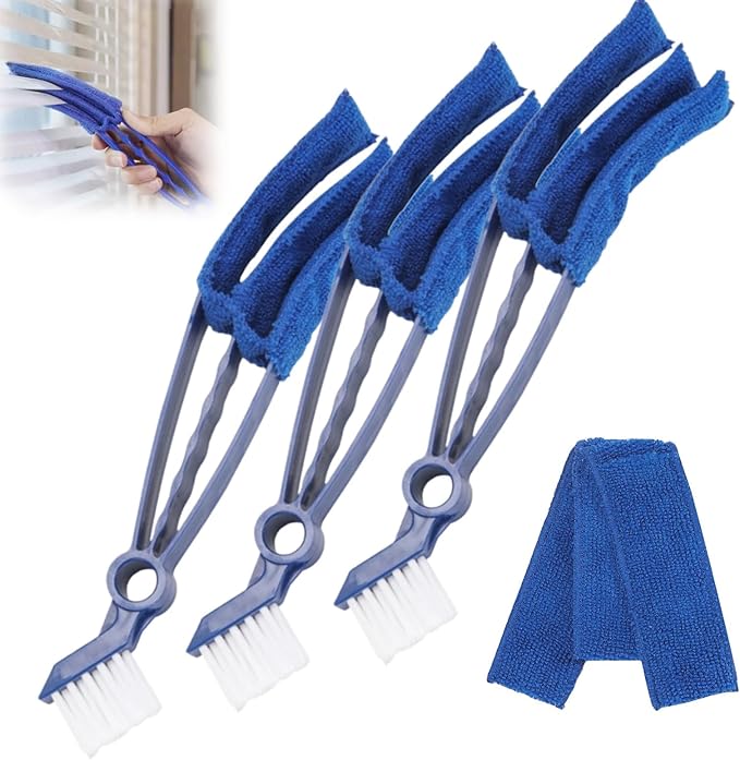 Removable Window Blind Cleaner, 2026 New Duster Brush with Microfiber Sleeves, Blind Cleaner Tools for Blinds Air Conditioner Keyboard Fan Dust (Blue, 3PCS)