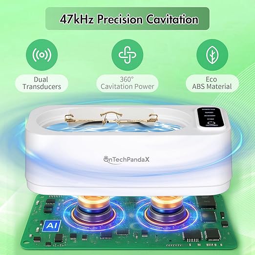 Ultrasonic Jewelry Cleaner, 47KHz Ultrasonic Jewelry, Glasses, Rings, Watch Bands Cleaner, 4 Modes, (350ML), 304 Stainless Steel Water Tank