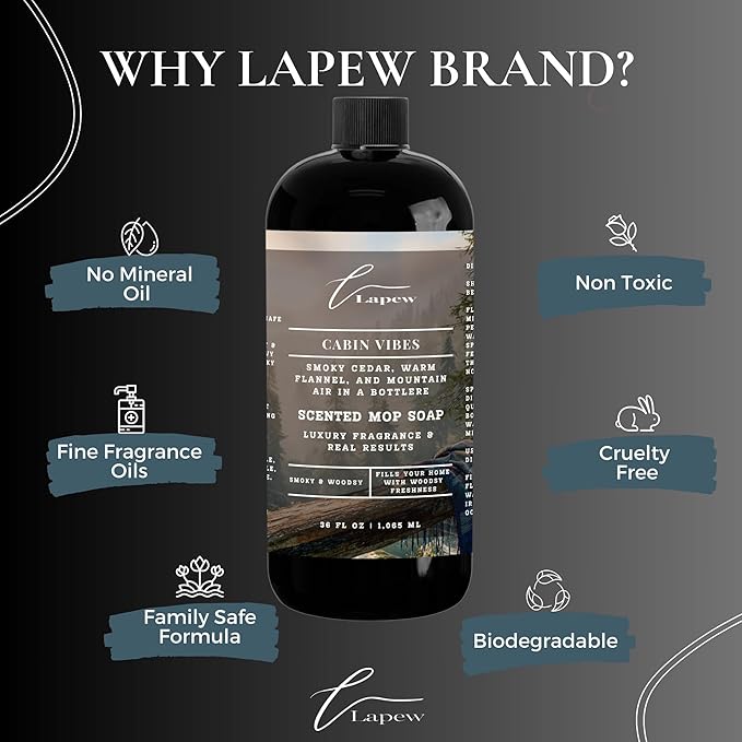 Luxury Floor Cleaner, Scented Mop Soap Concentrate | Hard Floor Cleaner for Tile, Vinyl, Laminate, LVP & Sealed Hardwood | Low-Foam, Streak-Free | 36 oz | Cabin Vibes