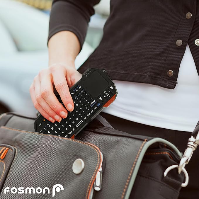 Fosmon Mini Bluetooth Keyboard (QWERTY Keypad), Wireless Portable with Touchpad, Compatible with Apple TV, Amazon Fire Stick, PS4, PS4 Pro, PS5, HTPC/IPTV, VR Glasses, Smartphones