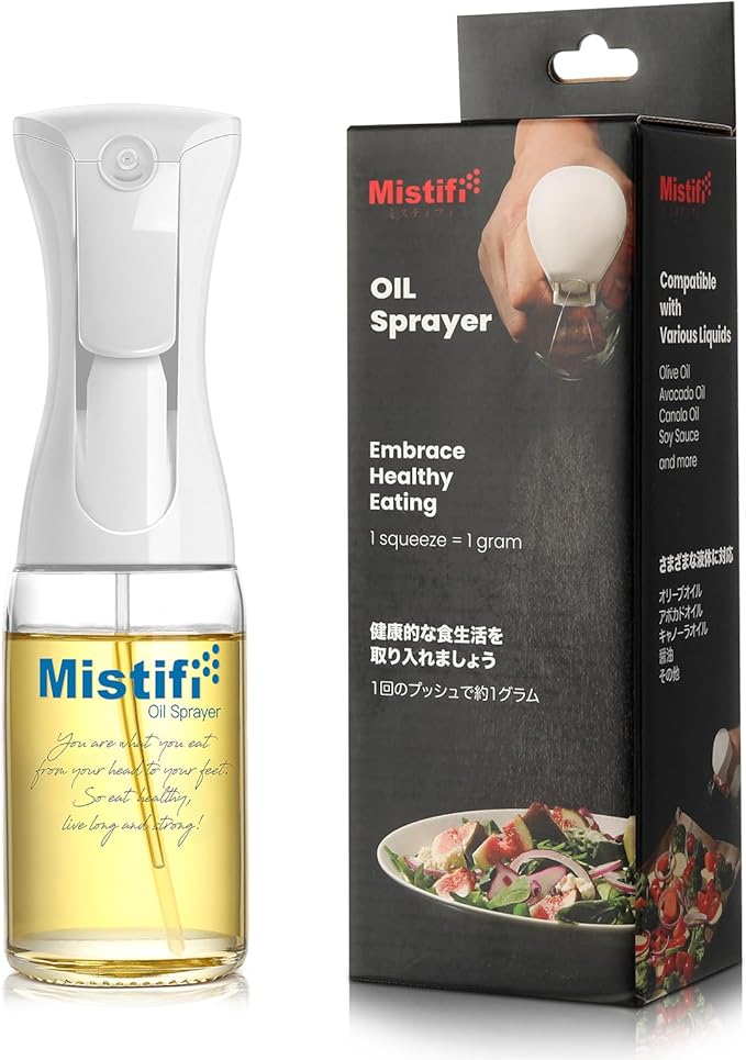 Mistifi glass Oliver Oil Sprayer for cooking, Spray bottle 6oz, Non-Aerosol Refillable Dispenser Oil Mister PS630