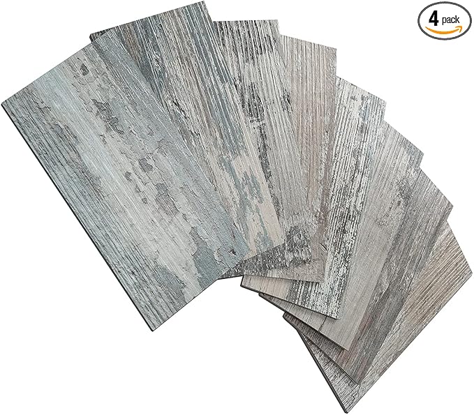 AULIGET Peel and Stick Backsplash PVC Tile, 3" x 6" Rustic Wood Brick Stick on Tiles for Backsplash Kitchen and Bathroom, 4 Pieces