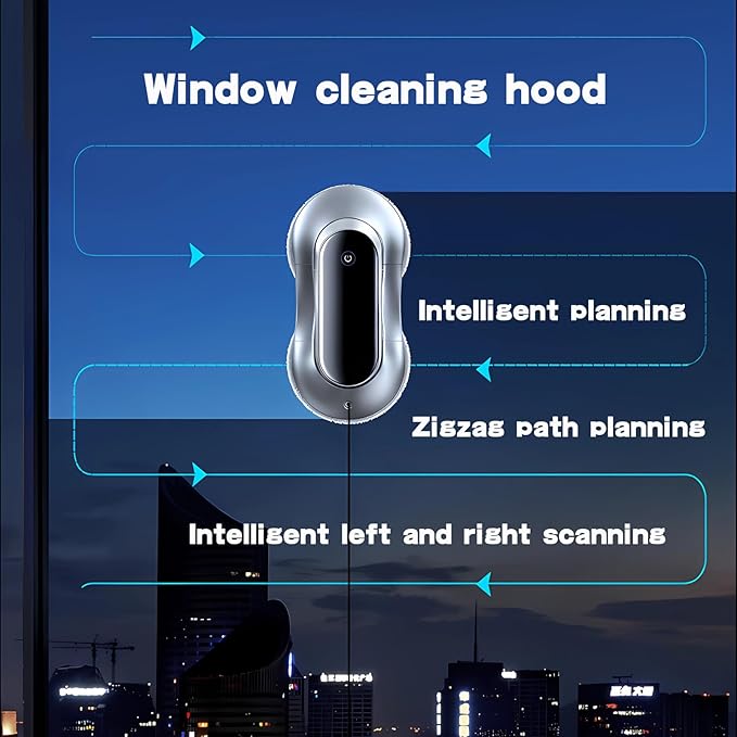 Window Cleaning Robot X11 Pro with Dual-Spray System 70ml Water Tank 3000Pa Strong Suction Auto Edge Detection 2 Cleaning Modes Remote Control for Frameless & Framed Glass