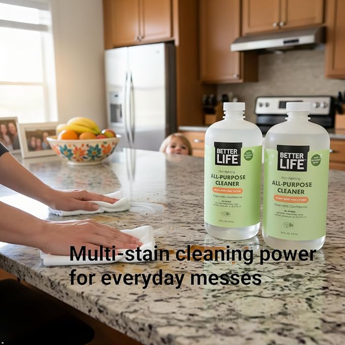 Better Life All Purpose Cleaner - Multipurpose Home and Kitchen Cleaning Spray for Glass, Countertops, Appliances, Upholstery & More - Multi-surface Spray Cleaner - 24oz (Pack of 2) Clary Sage/Citrus