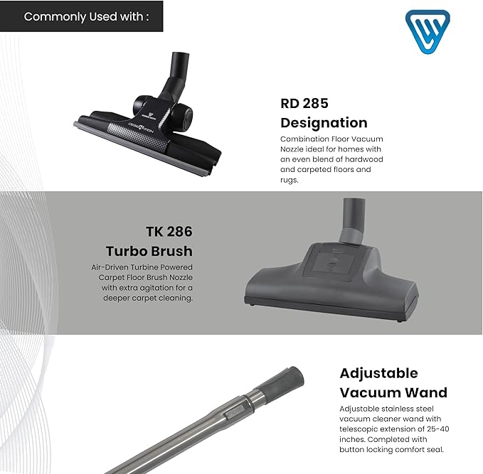 Wessel-Werk All-Purpose Vacuum Dust Brush Attachment with Soft but Sturdy Black Natural Fibers for Home or Car Detailing for Canister, Upright, or Central Vacuum