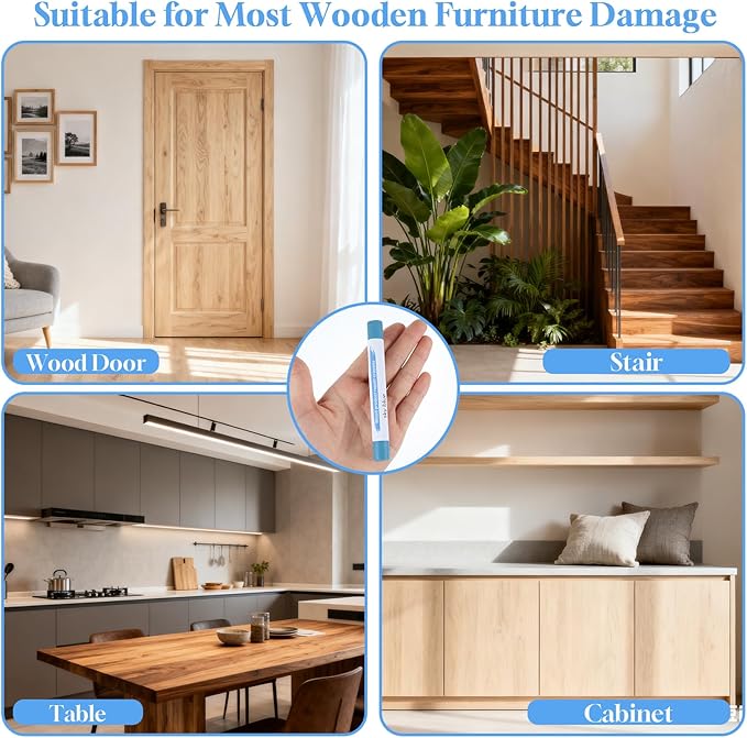 30+2Pieces Wood Filler Sticks, 30 Colos Wood Filler Putty Wax Crayons Furniture Repair Kit Putty Stick for Baseboard Cabinets Furniture Floors(with 2 Scrapers)