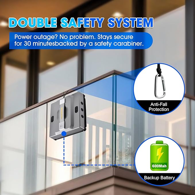 M85 Window Cleaning Robot - 6000PA Strong Suction Compact Robot, 6-Way Spray & Wet Wiping, Auto Edge Detection, 4 Cleaning Modes, Smart Path Planning, Suitable for High-Rise Glass/Tiles