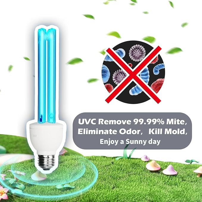 6 Pack 25 Watts UVC Light Bulb Ozone Free, Replacement UV Light Bulb for Bedroom/Bathroom/Closet/Kitchen, 253.7nm Wavelength Covers up to 400sq.ft, E26 110V CTUV-25
