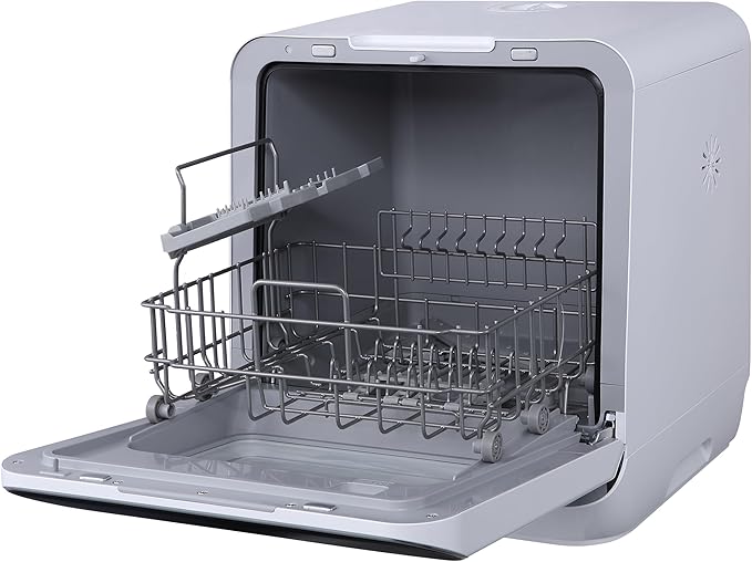 RCA Portable Countertop Dishwasher No Hookup Unit with 6-Liter Water Bank for Tabletop, Apartment, or RV, Compact Dishwashing and Drying Machine, Delay Timer, Rapid Cleaning