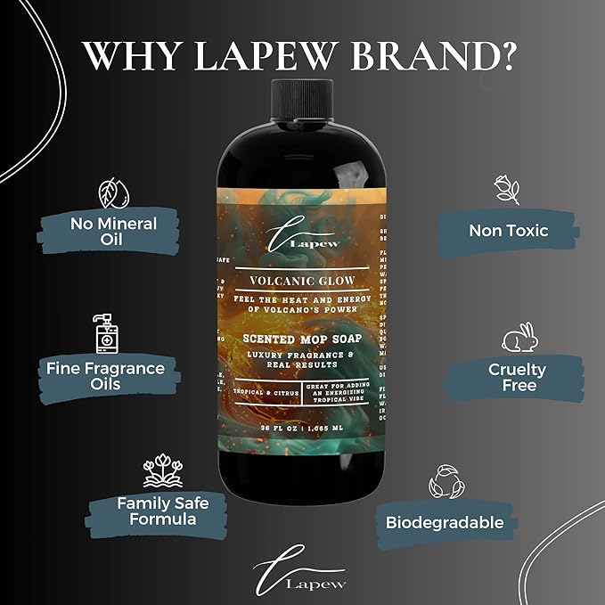 Luxury Floor Cleaner, Scented Mop Soap Concentrate | Hard Floor Cleaner for Tile, Vinyl, Laminate, LVP & Sealed Hardwood | Low-Foam, Streak-Free | 36 oz | Volcanic Glow