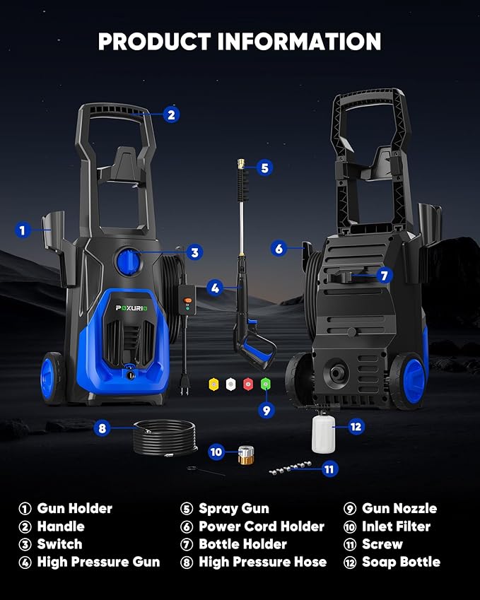 Electric Pressure Washer, 4000PSI 2.8 GPM Power Washer with Foam Cannon 35FT Hose Electric High Pressure Washer for Fences, Patios, Decks, Patios and Cars Powerwasher