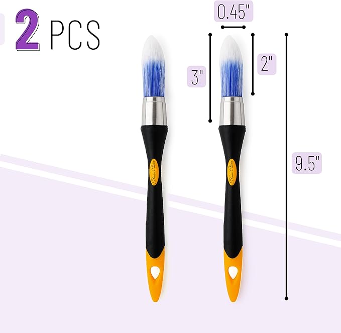Bates- Trim Paint Brush Set, 0.45 Inch, 2 Pack, Ergonomic Non-Slip Handle, Synthetic Bristles, Trim Brushes for Painting