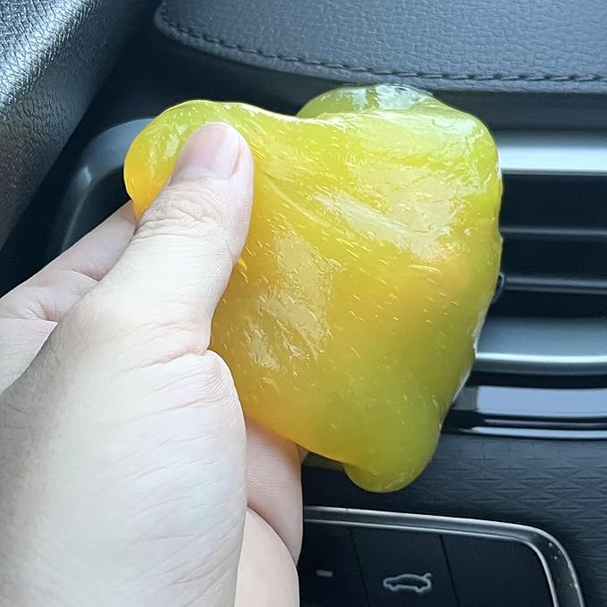 Car Cleaning Gel, Eco-Friendly & Biodegradable Detailing Putty for Car Interior, Reusable Slime for Vents, Keyboard Cleaner, Dust Cleaning Goop, Auto Accessories, Lemon Scented, 5.6 Oz