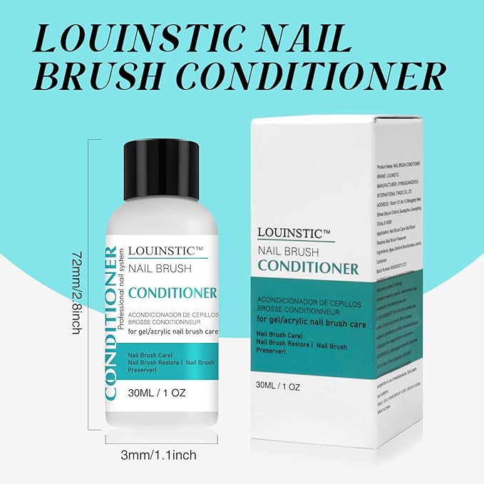 LOUINSTIC Nail Brush Cleaner and Conditioner - Quickly Clean Gel Nail Brushes, Paint Brushes, Airbrushes, Art Tools, Preserver and Restorer for Kolinsky Acrylic Brush Etc.