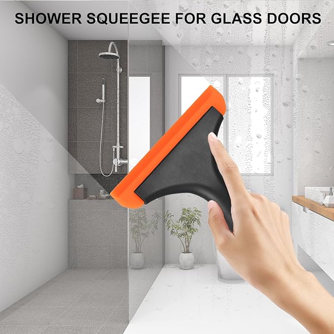 SetSail Shower Squeegee for Glass Doors, Small Squeegee for Shower Glass Door Mini Silicone Squeegee for Window Cleaner Tool Bathroom Squeegees for Car Window Cleaning 2 Pack