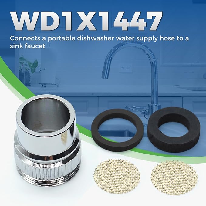 WD1X1447 Faucet Adapter for GE & Whirlpool Portable Dishwasher Replaces 270262 AP2038412 PS259736 EAP259736 WH41X0361 WH41X0393 WH41X361 WH41X393